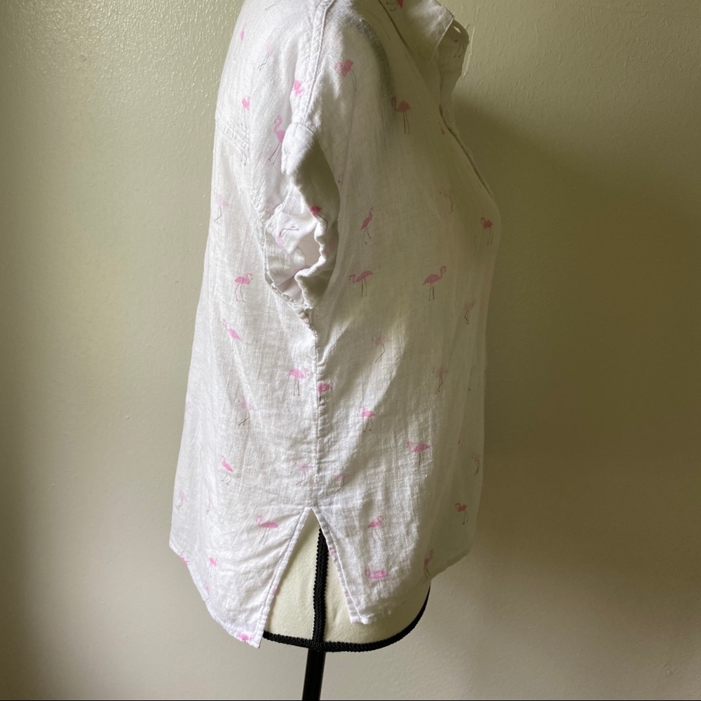 Rails Whitney Flamingo Print Linen Blend Shirt XS - Picture 4 of 8